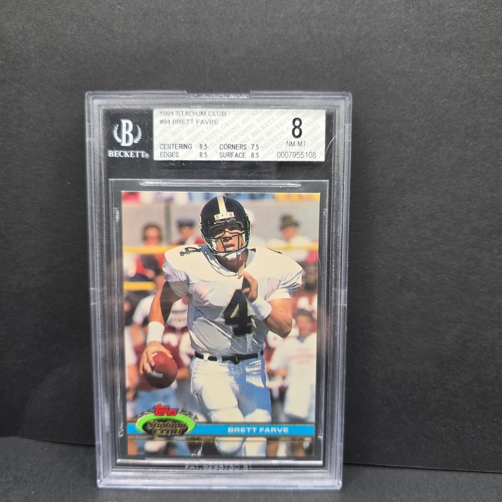 Topps Stadium Club Football Brett Favre Rookie Card #94 BGS 8 NM-MT Falcons‎